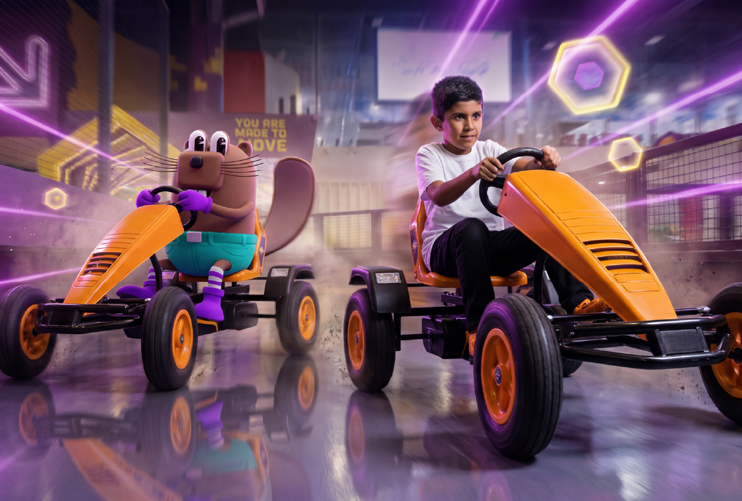 SuperPark Pedal Car Race in Action